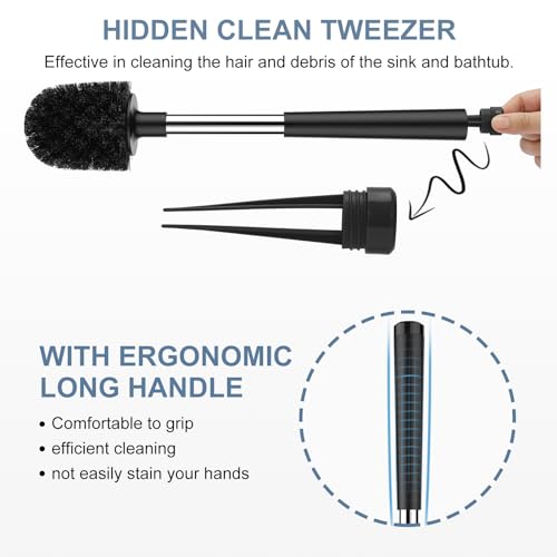 SetSail Toilet Brush and Holder, Self Closing Lid Toilet Bowl Brushes Holder and Extra Long Handle Ventilated Toilet Brush Set for Bathroom Cleaning, Nylon Bristles, Black