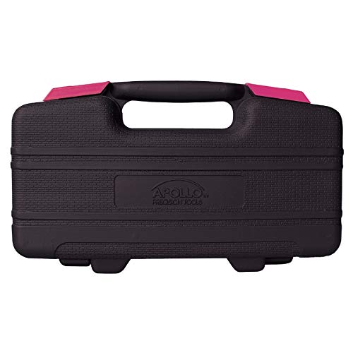 Apollo Tools 39 Piece General Household Tool Set, Pink DT9706P | Toolbox Storage Case with Essential Hand Tools for Everyday Home Repairs, DIY and Crafts. Pink Ribbon