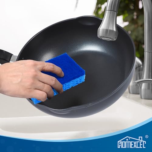 HOMEXCEL Sponges Kitchen 24 Pack, Non Scratch Scrub Dish Sponge for Dishes | Dual Sided Cleaning Sponges for Washing Dish &amp; Non-Stick Cookware, Blue Cellulose Sponge for Sink, Kitchen, Household