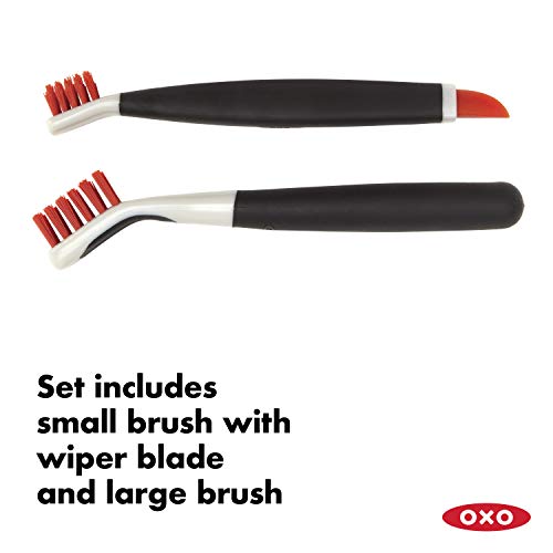 OXO Good Grips Deep Clean Brush Set, Orange, Blue | 2-Pieces, Small and Large Brushes, Sturdy Nylon Bristles, Nonslip Handles, Reaches Tight Spots, Cleaning Essentials, Bathroom