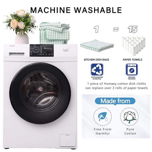 Kitinjoy Cotton 8 Pack Terry Kitchen Dish Cloths, Green | 12 x 12 Inches Super Soft and Absorbent Dish Rags, Quick Drying Dish towels for Washing Dishes