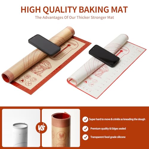 Non-slip Silicone Pastry Baking Mat 28''x 20'' Extra Large for Pastry Bread | Non-Stick Mat with Measurements, Counter Dough Rolling Oven Liner Fondant Pie Crust Sourdough Supplies Household Baking Gift
