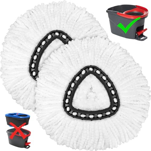 4 Pack Mop Heads Replacements for Easy Wring 1-Tank Spin System, Microfiber Spin Refills, Easy Cleaning Mop Repalce Head