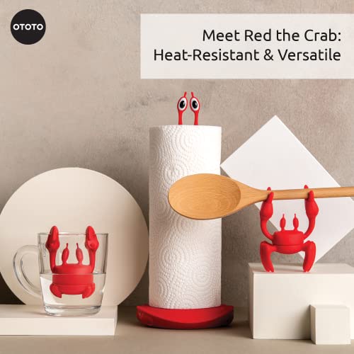 OTOTO 2 in 1 Silicone Spoon Rest &amp; Steam Releaser - Large Spoon Holder for Stove Top - Unique and Useful Gift for Cooking - Heat Resistant Utensil Rest, Kitchen Gadgets, Red Gift (Red the Crab)