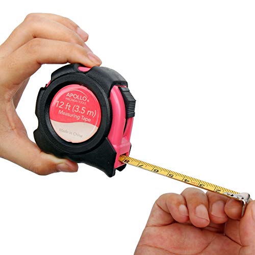 Apollo Tools 39 Piece General Household Tool Set, Pink DT9706P | Toolbox Storage Case with Essential Hand Tools for Everyday Home Repairs, DIY and Crafts. Pink Ribbon