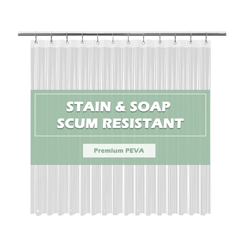EHZNZIE Crystal Clear Heavy Duty Shower Curtain Liner 72x72, PEVA Waterproof Bath Curtain, No Chemical Smell, 3 Weighted Magnets, Durable with Rustproof Metal Grommets