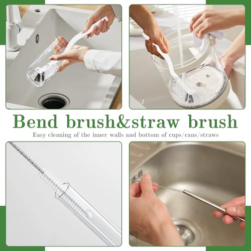 15 Pcs Crevice Cleaning Brush, Multifunctional Grout Brush and Straw Brush | Hard Bristle Scrub Brushes Tools; Non-Slip Handle; Hanging Hole; Multi-use for Cleaning Bathroom, Kitchen and Corners