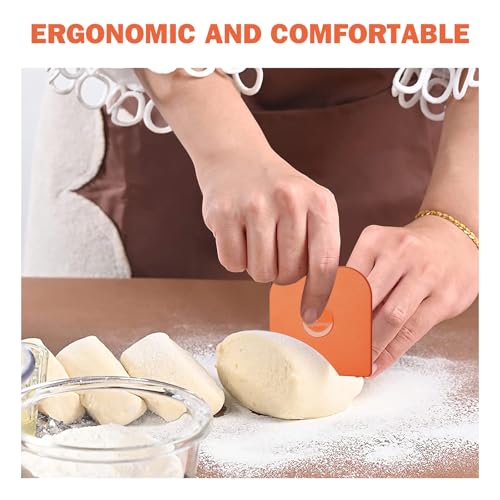 Pan Scraper, 5 Pcs Pot &amp; Dish Scraper Plastic, Sturdy Scraper Kitchen Tool | Orange Pot Scraper Non Scratch for Cast Iron, Pot and Pan Cleaning, Food Scraper for Dishes, Home &amp; Apartment Essentials