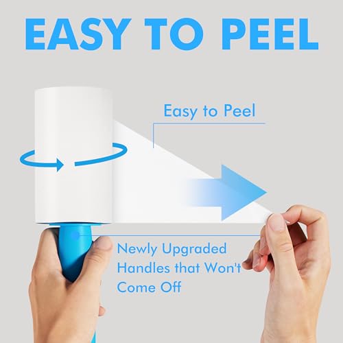 400 Sheets Lint Rollers for Pet Hair Extra Sticky, 2 Handles, 4 Rollers | Easy to Peel, Home Cleaning, Lint Remover for Clothes, Furniture, Couch, Car Seats, Designed for Pet Owners
