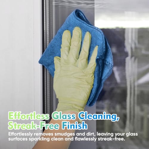 HOMEXCEL Lake Green Microfiber Cleaning Cloth 12 Pack 12.5 x 12.5 inch Microfiber Towels for Cars Ultra Absorbent Car Washing Cloth Lint Free Streak Free Cleaning Rags for Car, Kitchen Window