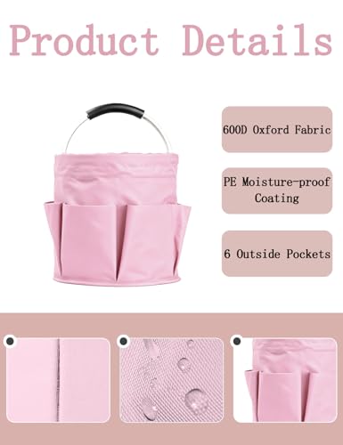 CIHTL Cleaning Caddy with Handle, for Cleaning Supplies Organizer Bucket | Foldable Storage Tote with 6 Pockets,17L Large Capacity Basket for Household Organizer,Laundry Room,Bathroom &amp; Home