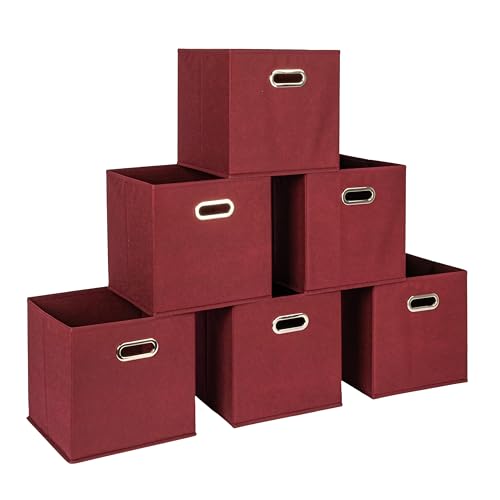 Household Essentials Fabric Storage Bins 6 Piece Set, Burgundy