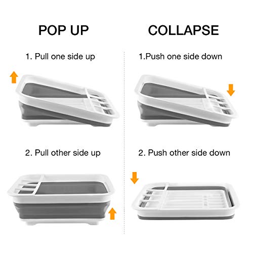 THANSTAR Collapsible Dish Drying Rack Portable Dinnerware Drainer Organizer for Kitchen RV Campers Travel Trailer Space Saving Kitchen Storage Tray