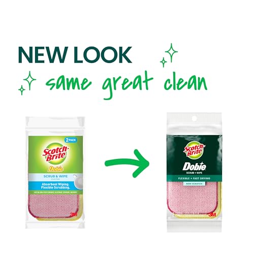 Scotch-Brite Dobie Scrub &amp; Wipe Cloths,Non-Scratch Scrubbing, 2 Pack | Dish Cloths for Everyday Cleaning in the Kitchen, Bathroom &amp; More