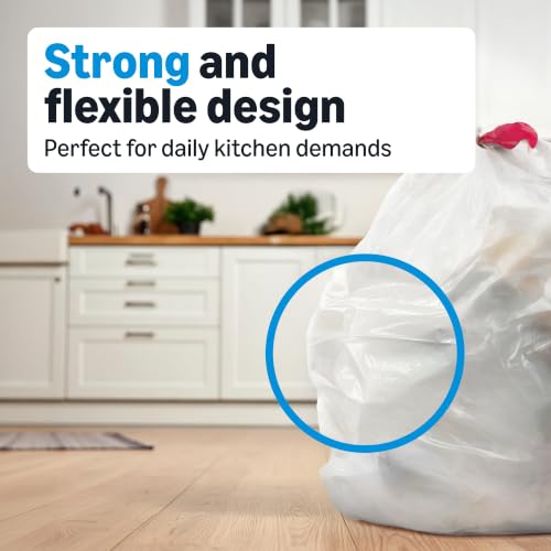 Amazon Basics Tall Kitchen Drawstring Trash Bags, Clean Scent, 13 Gallon, 45 Count, Packaging May Vary