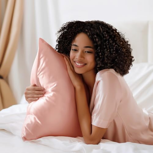 BEDELITE Satin Pillowcases, Standard Size 20x26 Inch, Coral, Set of 2 | Similar to Silk Pillow Cases, Soft and Cooling, Reduces Friction, Gentle on Hair and Skin, Envelope Closure, Women Men Gift