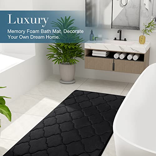 OLANLY Memory Foam Bath Mat Rug 24x16, Ultra Soft Bathroom Rugs, Black | Thick Absorbent Carpet, Non-Slip Backing, Machine Washable, for Bathroom Floor, Tub, Shower and Home Decor Accessories