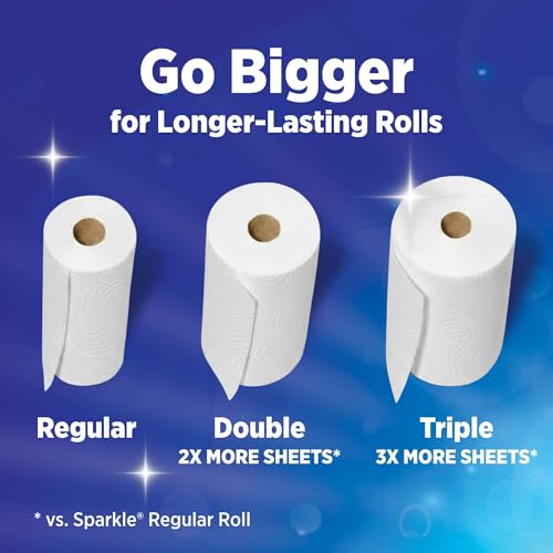 Sparkle Tear-A-Square Kitchen Paper Towels, 2 Double Rolls, 220 Sheets | Strong 2 ply paper towels for kitchen cleanup and everyday messes, absorbent paper towels to wipe surfaces and soak up spills