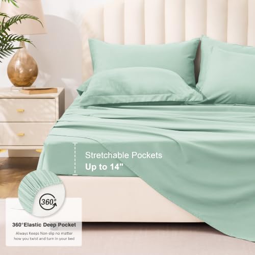 Love's cabin Queen Comforter Set, 7 Pieces Bed in a Bag, Aqua | OEKO-TEX Certified, All-Season, 1 Down-Alternative Comforter + 1 Flat &amp; Fitted Sheets + 2 Pillowcases + 2 Pillow Shams