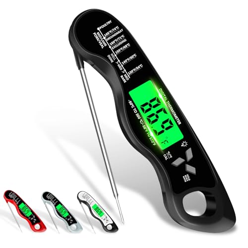 Cooking Thermometer，IP67 Waterproof Meat Thermometer Digital | Backlight，Magnetic attraction，Hold Function，Instant Read，LED screen，for Cooking,Outdoor Grilling