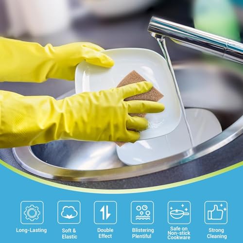 AIDEA Sponges Non Scratch, 6Count, Natural Sponge for Non Stick Cookware | Sponges Kitchen, Cellulose Scrub Sponge for Dishes, Cleaning Power for Kitchen, Bathroom, Household