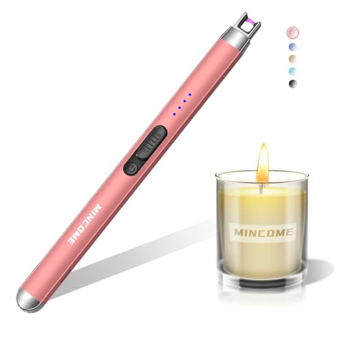 MINCOME Candle Lighter, Rechargeable Windproof Flameless Electric Lighter | Upgraded Plasma Arc Lighter with Safety Lock, LED Power Display,Safety Switch, for Candle,Grill,BBQ,Camping,Gas Stove