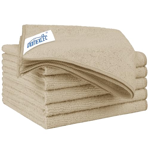 HOMEXCEL Brown Microfiber Cleaning Cloth 6 Pack 12.5 x 12.5 inch Microfiber Towels for Cars Ultra Absorbent Car Washing Cloth Lint Free Streak Free Cleaning Rags for Car, Kitchen Window