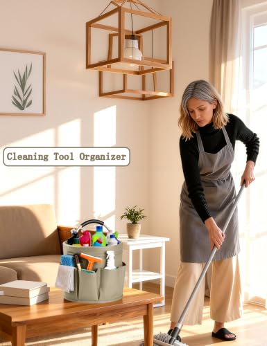 CIHTL Cleaning Caddy with Handle, for Cleaning Supplies Organizer Bucket | Foldable Storage Tote with 6 Pockets,17L Large Capacity Basket for Household Organizer,Laundry Room,Bathroom &amp; Home