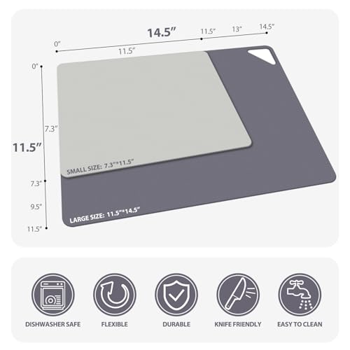 WK Flexible Plastic Cutting Boards for Kitchen Set of 6, Non Slip Cutting Board Mats with Hole, Cutting Boards for Meat, BPA Free, Dishwasher Safe, Multi Size