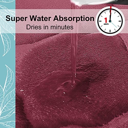 OLANLY Memory Foam Bath Mat Rug 24x16, Ultra Soft and Absorbent Bathroom Rugs, Non-Slip, Comfortable, Machine Washable Bath Carpet for Bathroom Floor, Tub, Shower and Home Decor Accessories, Burgundy