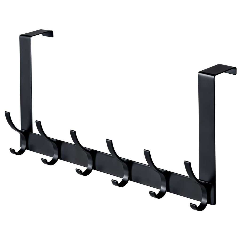 Over The Door Hooks,Door Hanger Hooks for Hanging (Black, Fit 1-3/4" Doors) | Sturdy Door Hanger,Towel Racks for Bathroom with 12 Coat Hook,Coat Rack,Large Over The Door for Bathroom,Bedroom,Kitchen