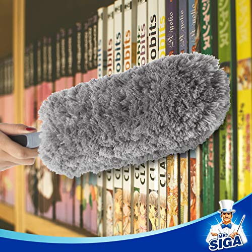 MR.SIGA Lint Free Microfiber Duster, Washable Duster for Household Cleaning | Microfiber hand duster, machine washable feather duster, dusters for cleaning, non slip handle, replaceable head