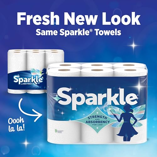 Sparkle Pick-A-Size Kitchen Paper Towels, 6 Double Rolls, 660 Sheets | Strong 2 ply paper towels for kitchen cleanup and everyday messes, high absorbency for soaking up spills and wiping surfaces