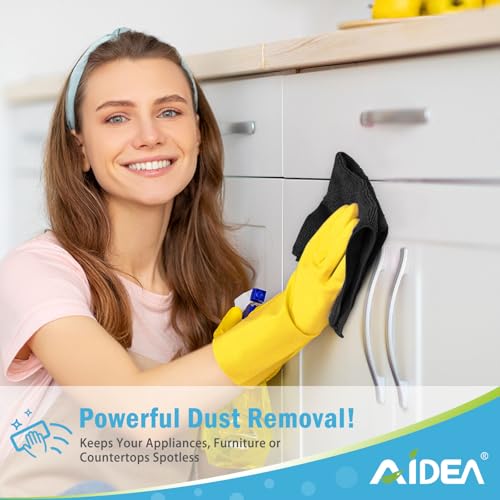 AIDEA Black Microfiber Cleaning Cloth-12PK, Absorbent Cleaning Rags 12"x12" | Microfiber Towels for Cars Lint Free Soft Microfiber Towels, Kitchen Towels Dusting Cloth, Dish Rags, Cleaning Towels