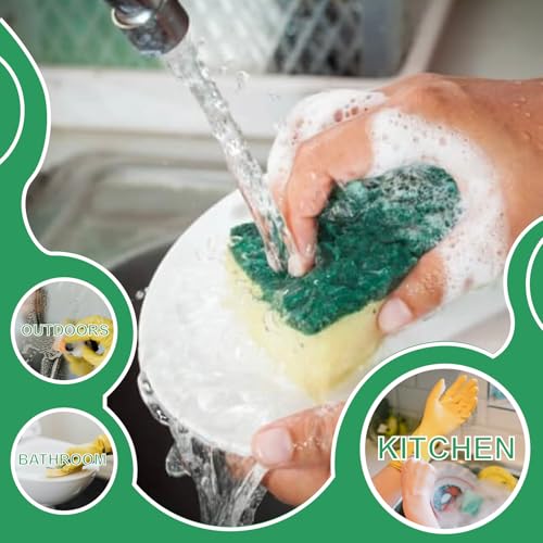 24 Pack Kitchen Cleaning Sponges,Scrub Sponges | Non-Scratch Scrub Dish Sponge Safe on Non-Stick Cookware,Stink-Free Cleaning Supplies for Pots, Pans
