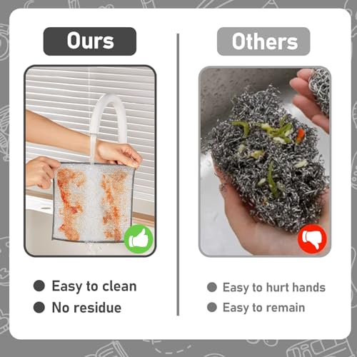 XANGNIER Non Scratch Wire Dishcloth,Wire Dishwashing Rags,8 * 8 in,8 Pcs | Multipurpose Steel Wool Cleaning Cloths,Multi Purpose Metal Mesh Miracle Cleaning Cloths for Kitchen,Dishes,Sink,wet &amp; dry
