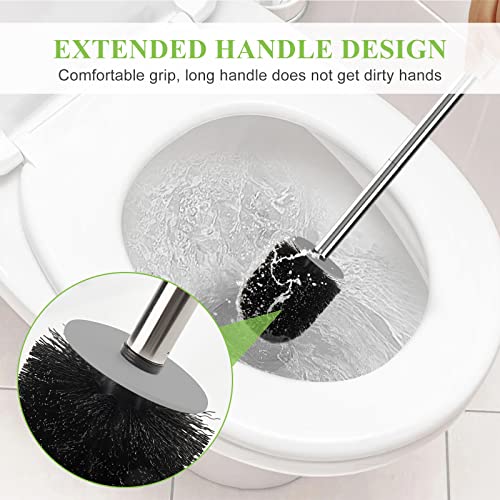AONEZ Compact Toilet Brush &amp; Holder, Stainless Steel Handle, Space Saving for Storage, Deep Cleaning, Drip-Proof, Easy to Assemble, Nylon Bristles, White &amp; Grey