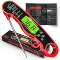AWLKIM Meat Thermometer Digital, Instant Read Food Thermometer, Red | Waterproof cooking thermometer with doneness chart, backlight, F/C switch for BBQ, candy, oil