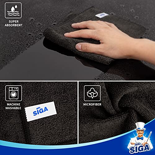MR.SIGA Microfiber Cleaning Cloths, Streak Free Microfiber Towels, 12 Pack | All-purpose microfiber cloths, ultra absorbent, reusable household cleaning towels, Black, 32 x 32 cm(12.6 x 12.6 inch)