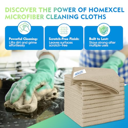 HOMEXCEL Brown Microfiber Cleaning Cloth 6 Pack 12.5 x 12.5 inch Microfiber Towels for Cars Ultra Absorbent Car Washing Cloth Lint Free Streak Free Cleaning Rags for Car, Kitchen Window