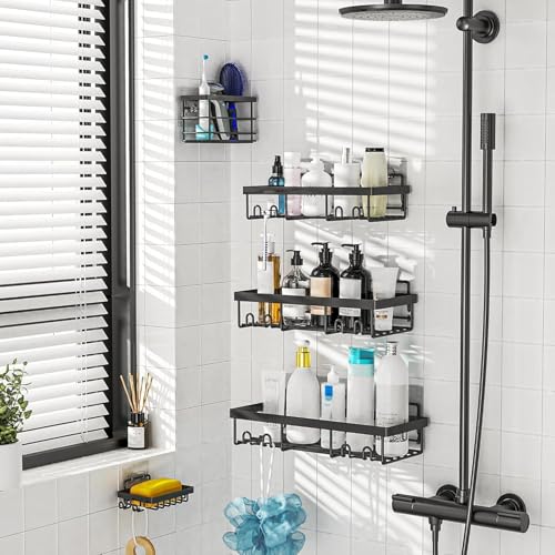 Moforoco Adhesive Shower Caddy Organizer Shelves Rack - 5 Pack Corner Bathroom Storage Organization, Home &amp; Kitchen Decor Inside RV Accessories, Hanging First Apartment Household Camper Essentials