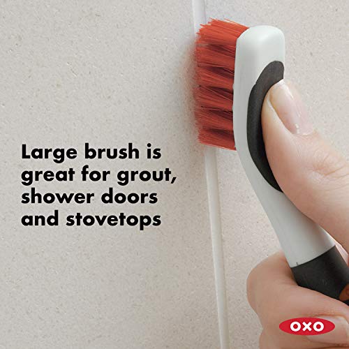OXO Good Grips Deep Clean Brush Set, Orange, Blue | 2-Pieces, Small and Large Brushes, Sturdy Nylon Bristles, Nonslip Handles, Reaches Tight Spots, Cleaning Essentials, Bathroom