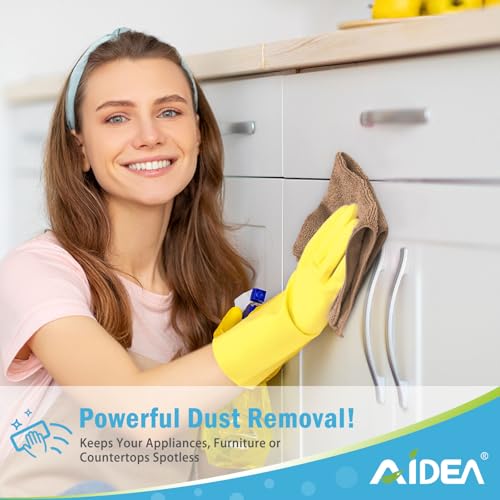 AIDEA Brown Microfiber Cleaning Cloth-12PK, Cleaning Rags 12"x12" Absorbent | Microfiber Towels for Cars Lint Free, Reusable Microfiber Rags, Kitchen Towel Dusting Cloth, Dish Rags for Home/Window