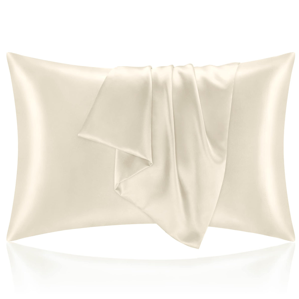 BEDELITE Satin Pillowcases, Standard Size 20x26 Inch, Beige, Set of 2 | Similar to Silk Pillow Cases, Soft and Cooling, Reduces Friction, Gentle on Hair and Skin, Envelope Closure, Women Men Gift
