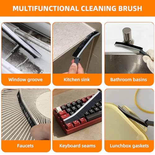 BSFRNF 3Pcs Hard-bristled Crevice Cleaning Brush, Multifunctional Thin Gap Scrub Brush, Bathroom Cleaner Tools for Household Use, Kitchen, Window, Toilet, Grout, Faucets, Car