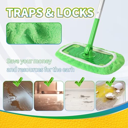 3-Pack Reusable Washable Chenille Mop Pads, Microfiber Dry Wet Refills | Compatible with Swiffer Sweeper, for Pet Hair Dust Floor Cleaning, Replacement Mopping Cloths (Mop Not Included)