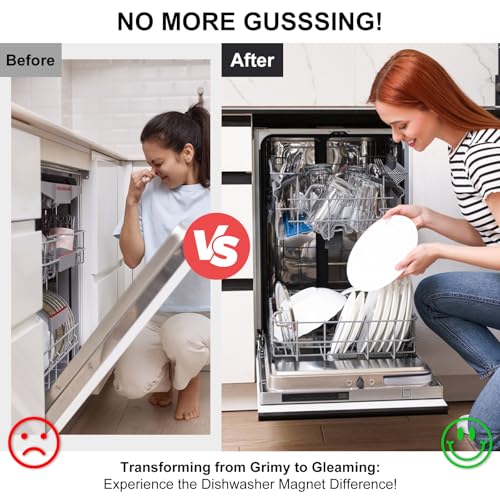 YauYik Clean Dirty Magnet for Dishwasher, Strong Magnet Sign (White/Grey) | Dishwasher Clean Dirty Sign,Non-Scratch, with Optional Self-Adhesive Stickers for Kitchen Decor, Easy to Read &amp; Slide