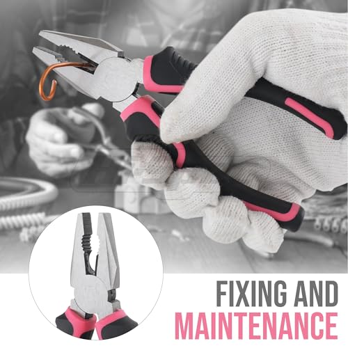 Hi-Spec Tool Set 25pc Pink Household DIY Tool Kit for Women. Small Mini Tool Box Set of Starter Basic Ladies Tools
