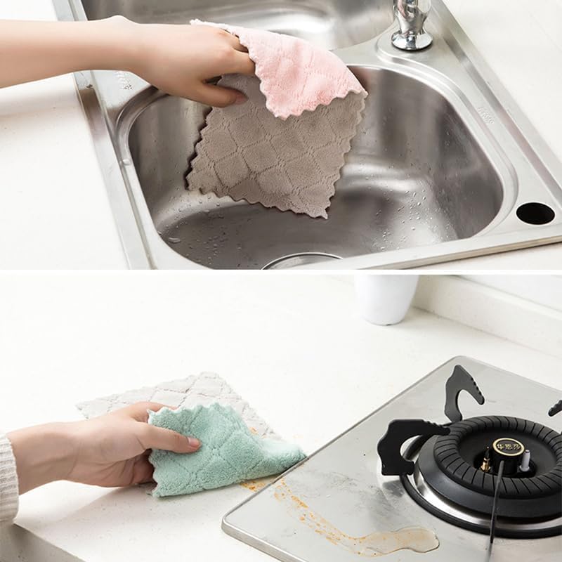 12 Pack Cleaning Cloth Kitchen Cloth, Dish Towels Super Absorbent Coral Velvet Dishtowels, Microfiber Premium Soft Tea Towels, Quick Dry Rags, Multipurpose Reusable Washcloths, Non-Stick Oil Cloths.