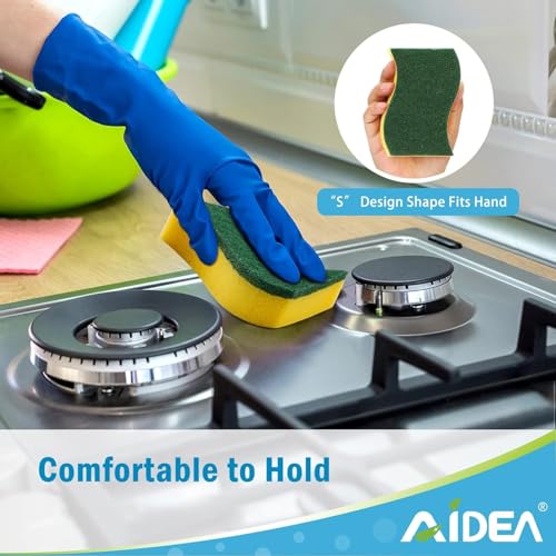 AIDEA Sponges Kitchen, 50 PK Heavy Duty Dish Sponge Kitchen, Scrub Sponges | Sponges for Dishes Stink-Free Cleaning, Reusable Cleaning Dish Scrubber Sponges for Home &amp; Restaurant, Bathroom, Sponges Bulk
